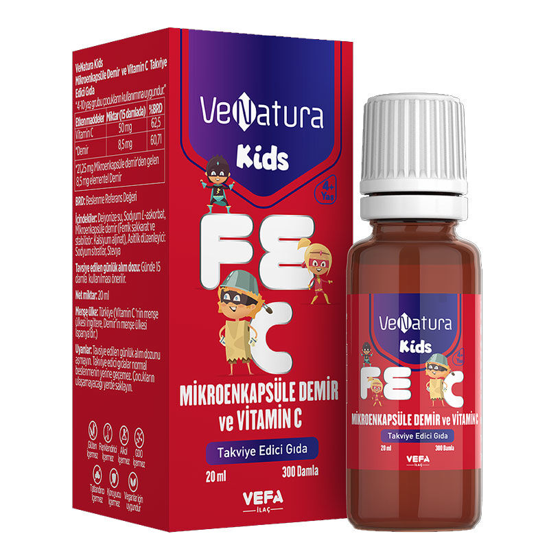 VeNatura Kids Mikroenkapsüle Demir ve Vitamin C 20 ml — 300 Damla
