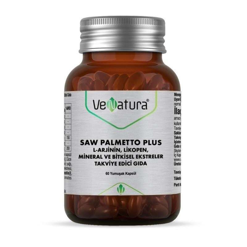 VeNatura Saw Palmetto Plus L-Arjinin, Likopen, Mineral ve Bitkisel Ekstreler 60 Yumuşak Kapsül