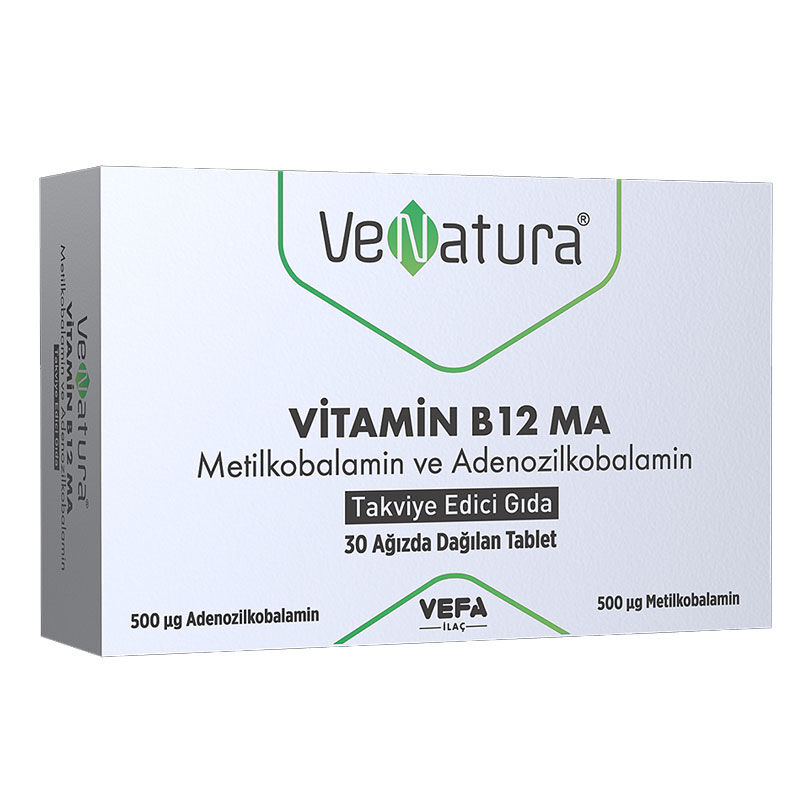VeNatura Vitamin B12 MA Metilkobalamin ve Adenozilkobalamin 30 ODT