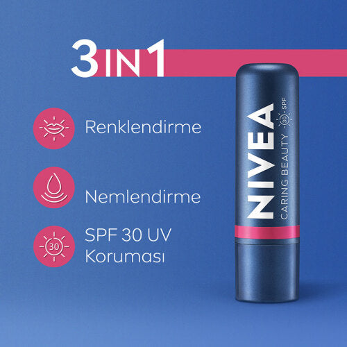 Nivea Caring Beatuty Renkli Dudak Bakim Kremi Yanak Balmi Pink 4.8gr