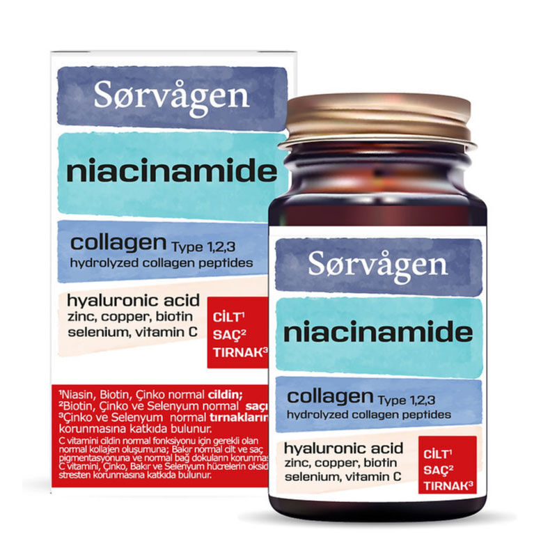 Sorvagen Niacinamide Collagen Hyaluronic Acid Takviye Edici Gıda 60 Tablet