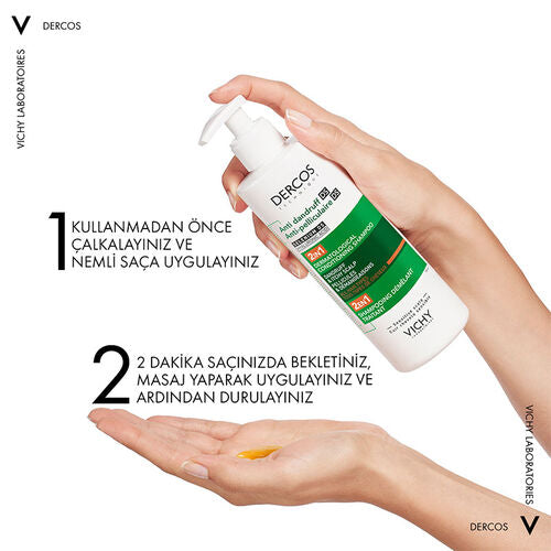 Vichy Dercos Antidandruff Kepek Karsiti 2'si 1 Arada Nemlendirici Sampuan 390ml