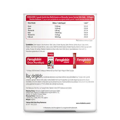 Feroglobin 30 Kapsül Gentle IRON Multivitamin Mineraller